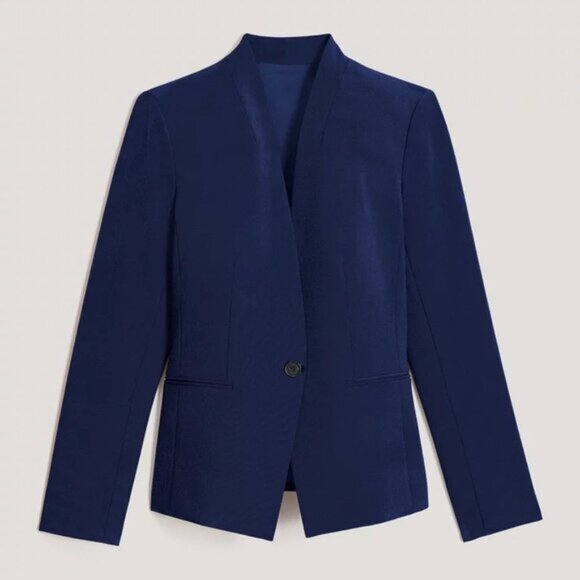 NWT Ann Taylor Cutaway Blazer in Bi-Stretch | Blue | Size 8 - Picture 2 of 9